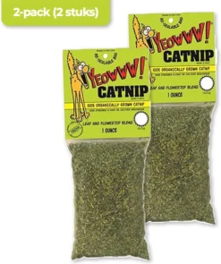 Yeowww! Catnip Zakje – Catnip Voor Katten – Kattenkruid – Kattenspeelgoed – Navulling Voor Kattenspeeltjes – Biologische Catnip – Katten Snacks – 2x30 Gram – Stress Verlagend – 2-pack