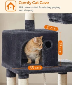 Krabpaal, Kattenboom 143 Cm, 2 Gezellige Uitkijkplateaus, Rookgrijs PCT15GYZ -Merkloos Verkoop 1014x1200 4