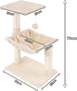 Merkloos MC Star Katten Krabpaal 70cm Krassen Grote Nis En Bal Opgeschort Spelen Schraper Platform Sisal - Beige, 70cm -Merkloos Verkoop 1015x1200 2