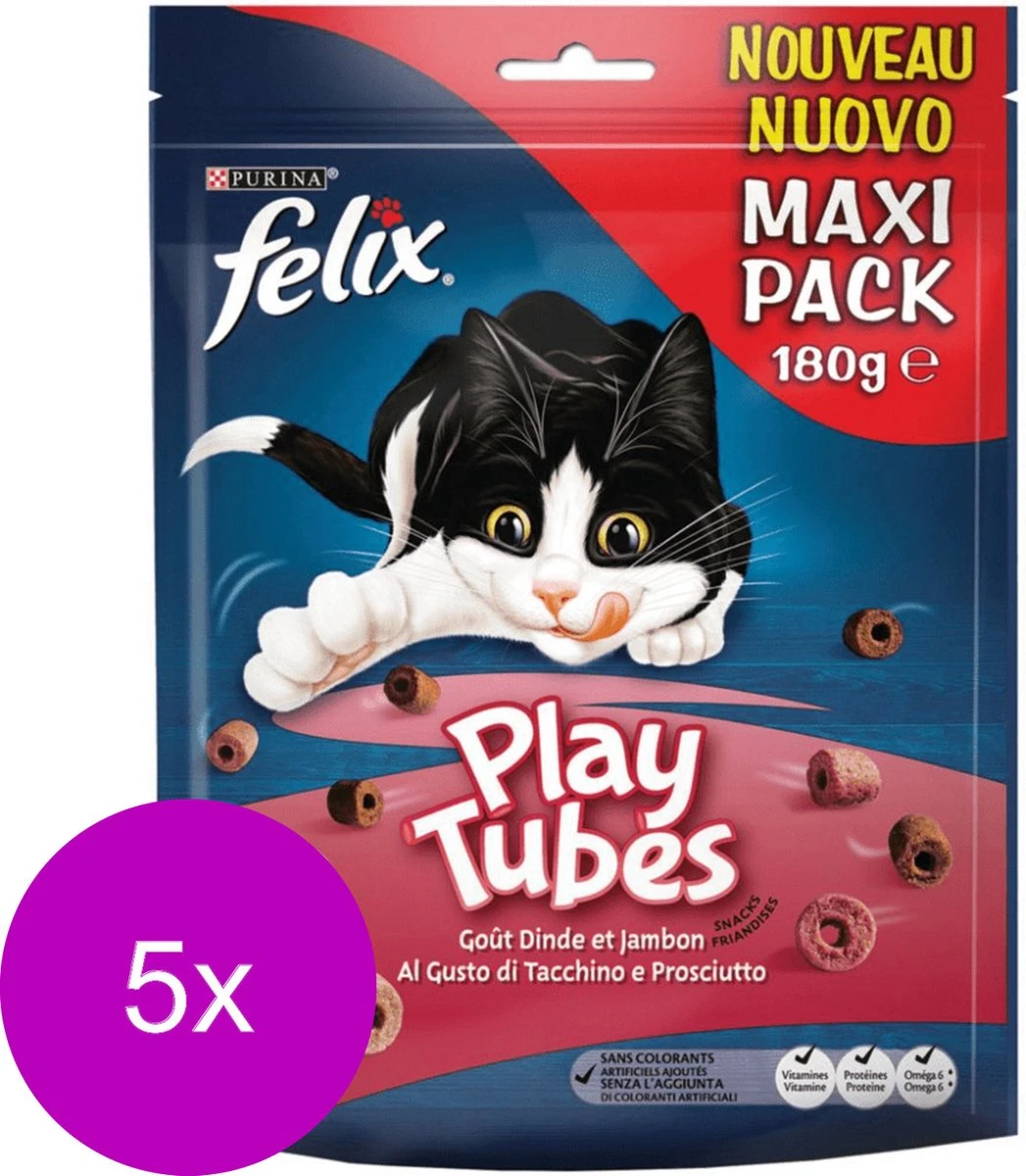 Felix PlayTubes - Kattensnacks Kalkoen & Ham - 5 X 180g 6 Felix PlayTubes - Kattensnacks Kalkoen & Ham - 5 X 180g - Image 6
