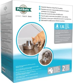 PetSafe® Seaside Stainless Steel Pet Fountain - RVS Drinkfontein Voor Katten En Kleine Honden - Water Borrelt Zacht Over De Toren - Door Het Design Van Alle Kanten Bereikbaar - 1,8 Liter - PetSafe Seaside -Merkloos Verkoop 1061x1200 2