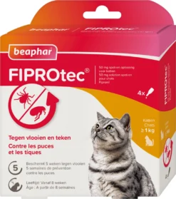 Beaphar Fiprotec - Vlooiendruppels - Katten Vanaf 1 Kg En 8 Weken - 3 Pipetten