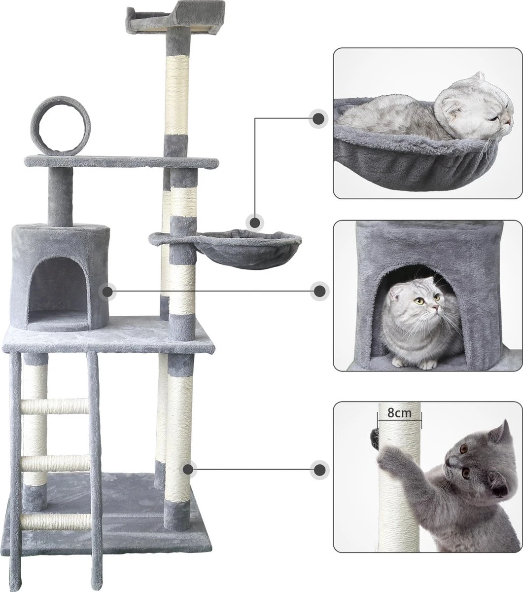 Nobleza Katten Krabpaal 40KQY - 59 X 59 X 156 Cm - Grijs 2 Nobleza Katten Krabpaal 40KQY - 59 X 59 X 156 Cm - Grijs - Afbeelding 2