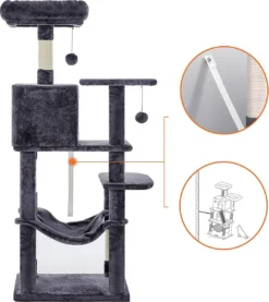 Krabpaal Met Hangmat Voor Meerdere Katten, Kattenboom, Rookgrijs 13 Krabpaal Met Hangmat Voor Meerdere Katten, Kattenboom, Rookgrijs -Merkloos Verkoop 1071x1200 4