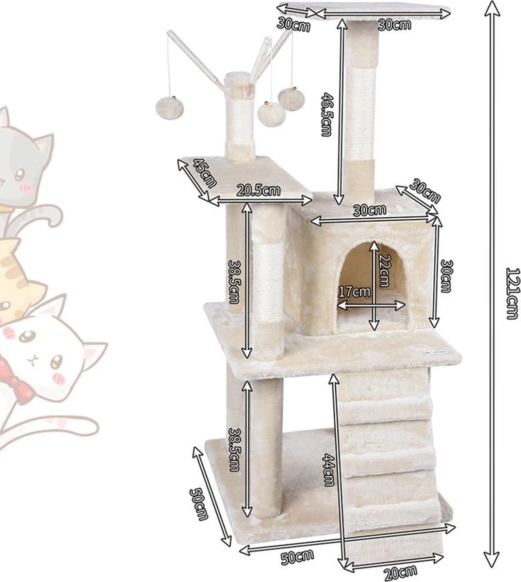 Merkloos MC Star Krabpaal Voor Grote Katten Cat Tree - 55 X 50 X 121 Cm - Beige 6 Merkloos MC Star Krabpaal Voor Grote Katten Cat Tree - 55 X 50 X 121 Cm - Beige - Image 6