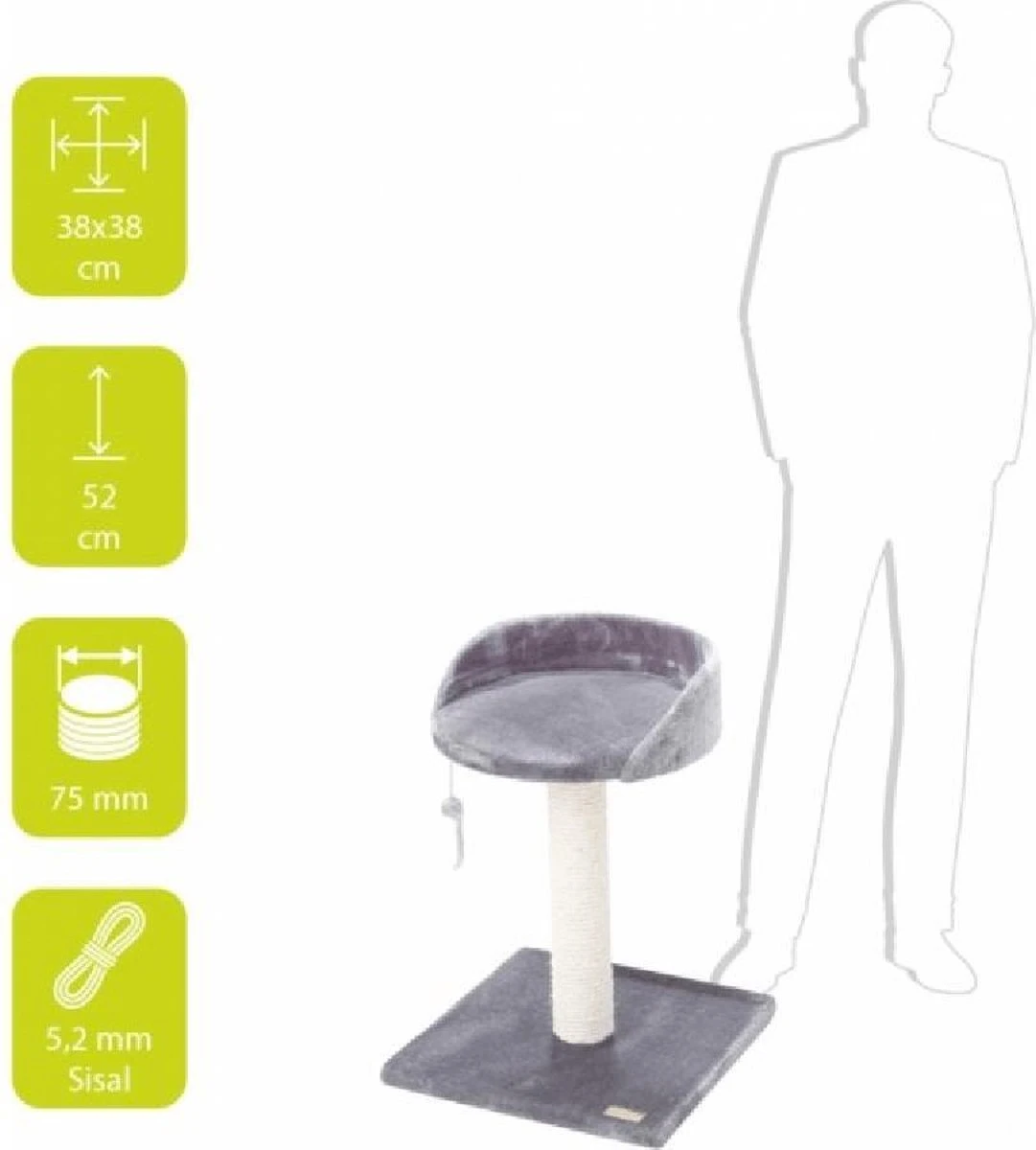 Ebi Krabpaal Classic Tree Sofa - Grijs - 38 X 38 X 52cm 2 Ebi Krabpaal Classic Tree Sofa - Grijs - 38 X 38 X 52cm - Image 2