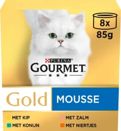 Gourmet Gold Mousse - Kattenvoer Natvoer - Kip, Zalm, Niertjes & Konijn - 48 X 85 G