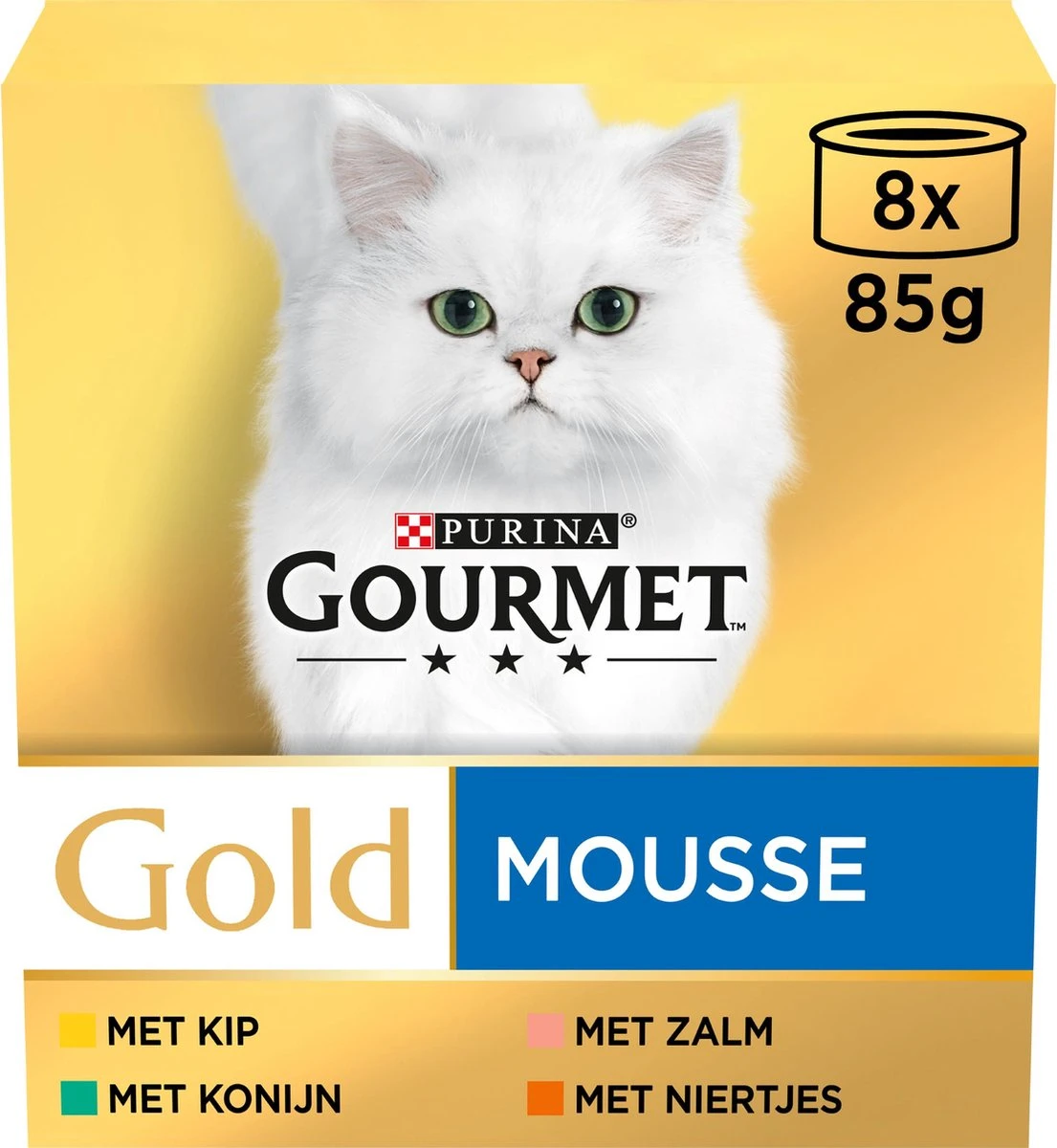 Gourmet Gold Mousse - Kattenvoer Natvoer - Kip, Zalm, Niertjes & Konijn - 48 X 85 G 1 Gourmet Gold Mousse - Kattenvoer Natvoer - Kip, Zalm, Niertjes & Konijn - 48 X 85 G