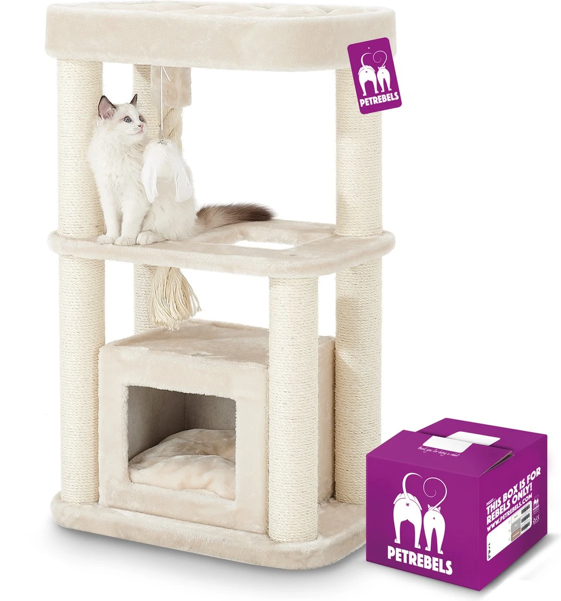 Petrebels Villa 100 Krabpaal - Creme - Modern - Stabiel - Meerdere Katten 1 Petrebels Villa 100 Krabpaal - Creme - Modern - Stabiel - Meerdere Katten