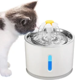 Merkloos Drinkfontein Voor Hond En Kat - RVS Waterbak - Dieren Drinkbak - Vers Water Fontein - Drinkfontein Katten- 3 Standen - 2.4 Liter - Incl. 1 Koolstoffilter