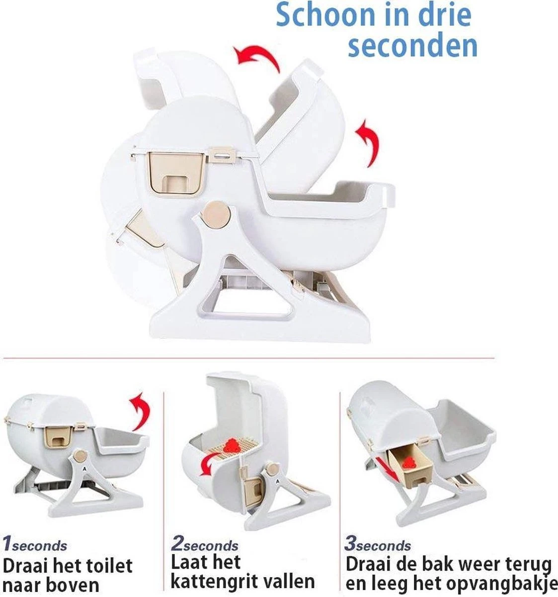 Eyzo Zelfreinigende Kattenbak Roze - 50x50x46 Cm - Toilet Voor Katten 2 Eyzo Zelfreinigende Kattenbak Roze - 50x50x46 Cm - Toilet Voor Katten - Image 2