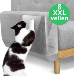 DynaBright Anti Krab Vellen Voor Kat En Hond - 8 XL Vellen – 43.2 X 30.5cm - Tegen Krabben – Bank Bescherming – Meubelbescherming – Krabpaal Voor Katten – Anti Scratch – Transparant - Plakfolie