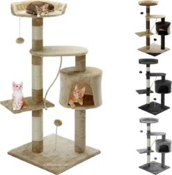 Merkloos Cadoca Kattenboom Beige Met 3 Kijkplekken, 1 Grot, 2 Speelballen En één Touw -Merkloos Verkoop 1174x1200 8