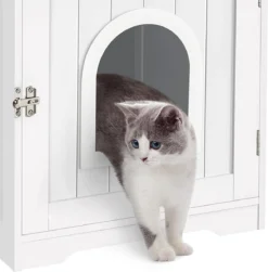 MEUBELEXPERT - Kattenhuis Kattenmand Wit Gesloten Kattentoilet Met Ingang En Handdoekhouder Kattenbak Kast Voor Katten Honden Huisdier 48,5 X 51 X 51,5 Cm Hout -Merkloos Verkoop 1181x1200 3