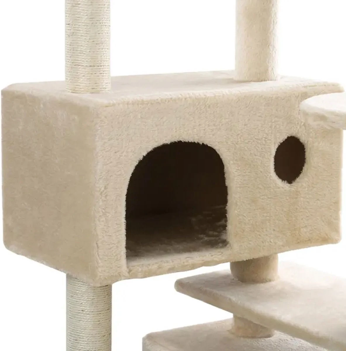 Krabpaal XXL Voor Kat -132 Cm -Beige - Kattenboom Voor Katten - Kattenhuis Van Sisal - XXL Klimpaal Voor Meerdere Katten 7 Krabpaal XXL Voor Kat -132 Cm -Beige - Kattenboom Voor Katten - Kattenhuis Van Sisal - XXL Klimpaal Voor Meerdere Katten - Image 7