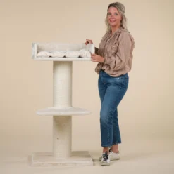 Krabpaal Voor Grote Katten Maine Coon Lounge Krabpaal - Beige - 60 X 60 X 120 Cm