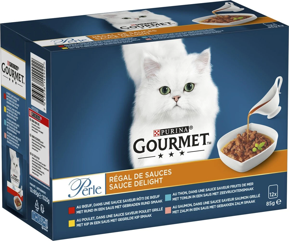 Gourmet Perle Sauce Delight - Kattenvoer Natvoer - Rund, Kip, Tonijn & Zalm - 48 X 85 Gr 6 Gourmet Perle Sauce Delight - Kattenvoer Natvoer - Rund, Kip, Tonijn & Zalm - 48 X 85 Gr - Image 6