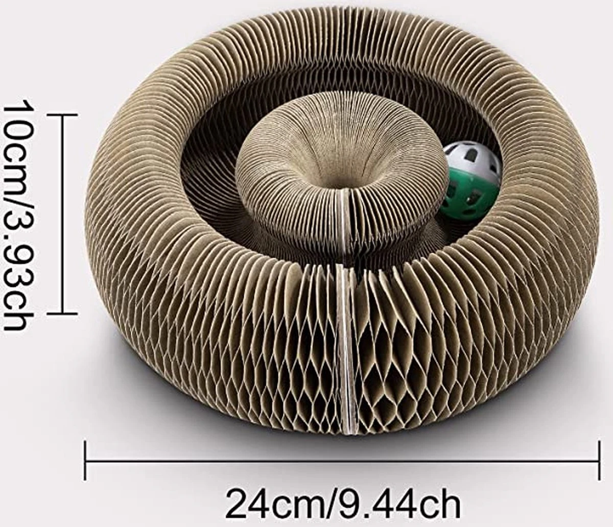 Kattenspeelgoed - Ronde, Opvouwbare En Vervormbare Krabmat Voor Katten Met Bal Met Belletjes Van Golfkartonpapier - Interactief Krabspeelgoed Voor Katten 2 Kattenspeelgoed - Ronde, Opvouwbare En Vervormbare Krabmat Voor Katten Met Bal Met Belletjes Van Golfkartonpapier - Interactief Krabspeelgoed Voor Katten - Image 2