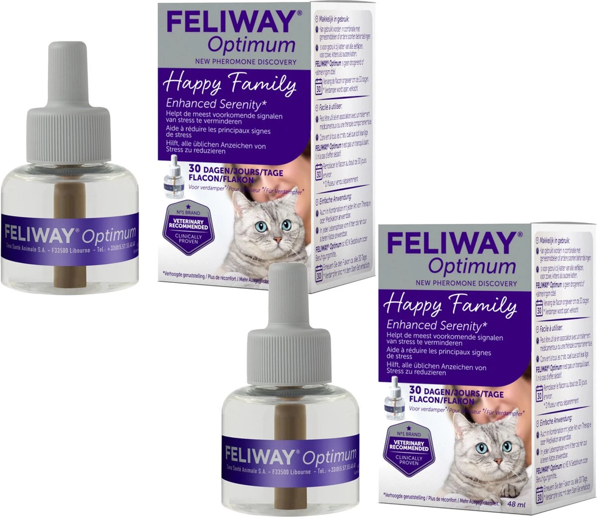 Feliway Optimum Navulling - Anti Stressmiddel - 2 X 48 Ml Kat 1 Feliway Optimum Navulling - Anti Stressmiddel - 2 X 48 Ml Kat