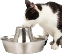 PetSafe® Seaside Stainless Steel Pet Fountain - RVS Drinkfontein Voor Katten En Kleine Honden - Water Borrelt Zacht Over De Toren - Door Het Design Van Alle Kanten Bereikbaar - 1,8 Liter - PetSafe Seaside