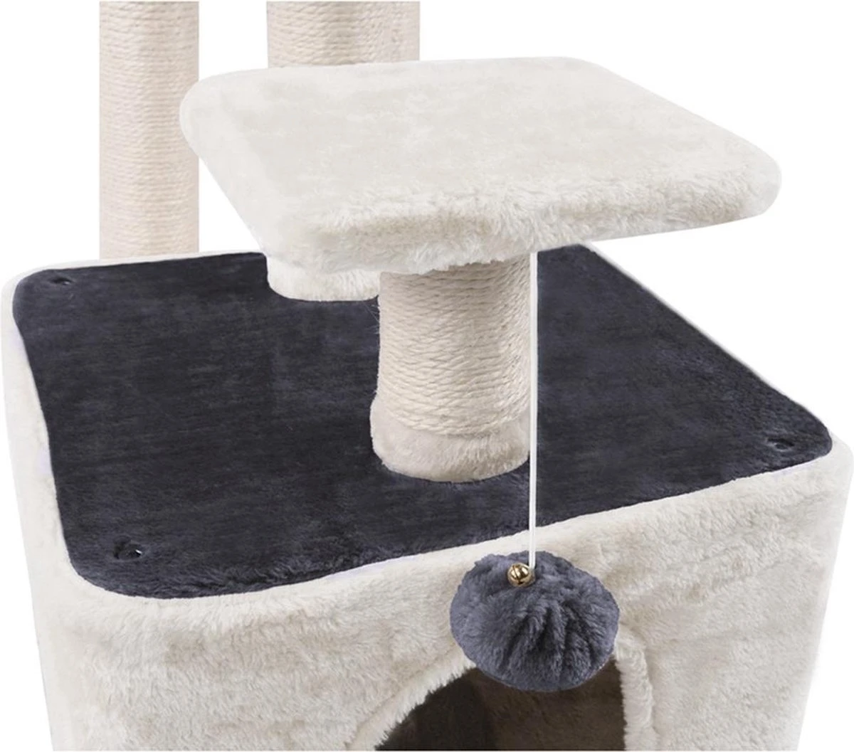 Merkloos MC Star Krabpaal 100cm Met Schraper Meerdere Platforms, Tweedeurs Kattengrotten, Speelgoedballen Met Bellen, Krabbed Natuurlijk Sisal Katten Spelletjes - Grijs&Beige, 100cm 2 Merkloos MC Star Krabpaal 100cm Met Schraper Meerdere Platforms, Tweedeurs Kattengrotten, Speelgoedballen Met Bellen, Krabbed Natuurlijk Sisal Katten Spelletjes - Grijs&Beige, 100cm - Afbeelding 2