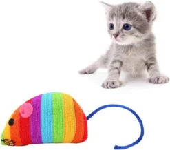 Merkloos EPIN | Pluche Regenboog Speelmuis | Katten Speelgoed | Speelmuizen | Speel Muisje
