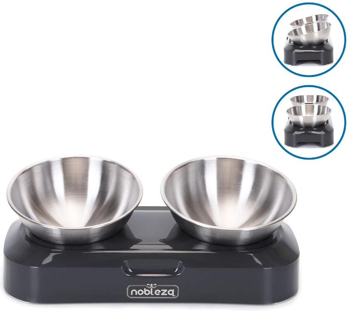 Nobleza Katten Voerbakjes - Ergonomische Dubbele Voerbak - Anti Braak Voerbak Voor Katten - Zwart - Dubbel - RVS 9 Nobleza Katten Voerbakjes - Ergonomische Dubbele Voerbak - Anti Braak Voerbak Voor Katten - Zwart - Dubbel - RVS - Image 9