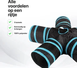 Tavaro Kattentunnel 5 Gangen - Met Speelbal - Kattenspeelgoed - Zwart / Blauw -Merkloos Verkoop 1200x1067 2