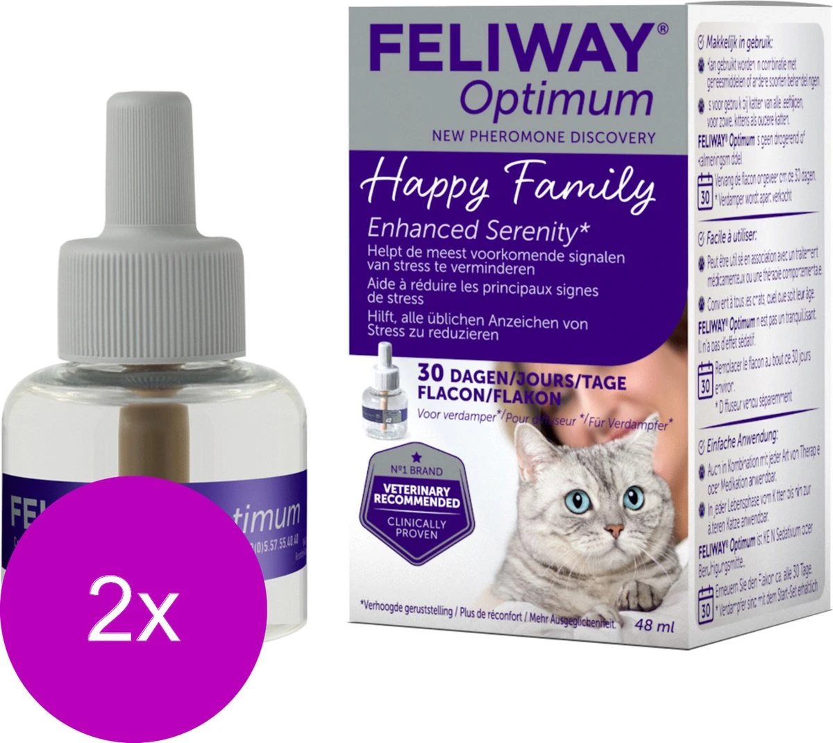 Feliway Optimum Navulling - Anti Stressmiddel - 2 X 48 Ml Kat 2 Feliway Optimum Navulling - Anti Stressmiddel - 2 X 48 Ml Kat - Image 2