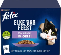 Felix Elke Dag Feest Mix Selectie In Gelei Kattenvoer Nat 4(24-pack)