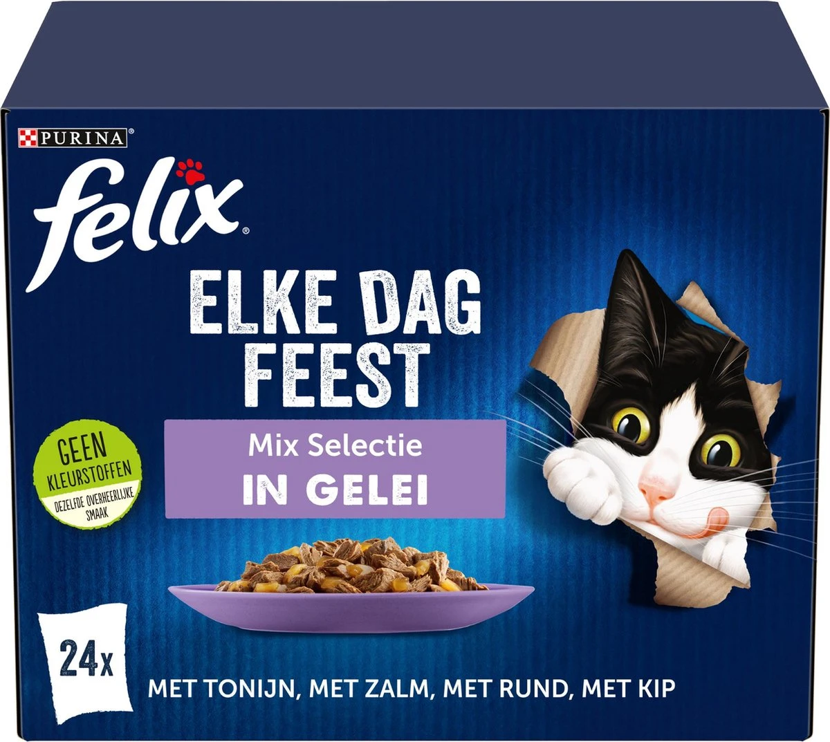 Felix Elke Dag Feest Mix Selectie In Gelei Kattenvoer Nat 4(24-pack) 1 Felix Elke Dag Feest Mix Selectie In Gelei Kattenvoer Nat 4(24-pack)