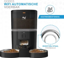 Pretty Paws QQ003 - Wifi Voermachine - Dubbele Voerbakjes - Zwart - Kat - 6L -Merkloos Verkoop 1200x1074