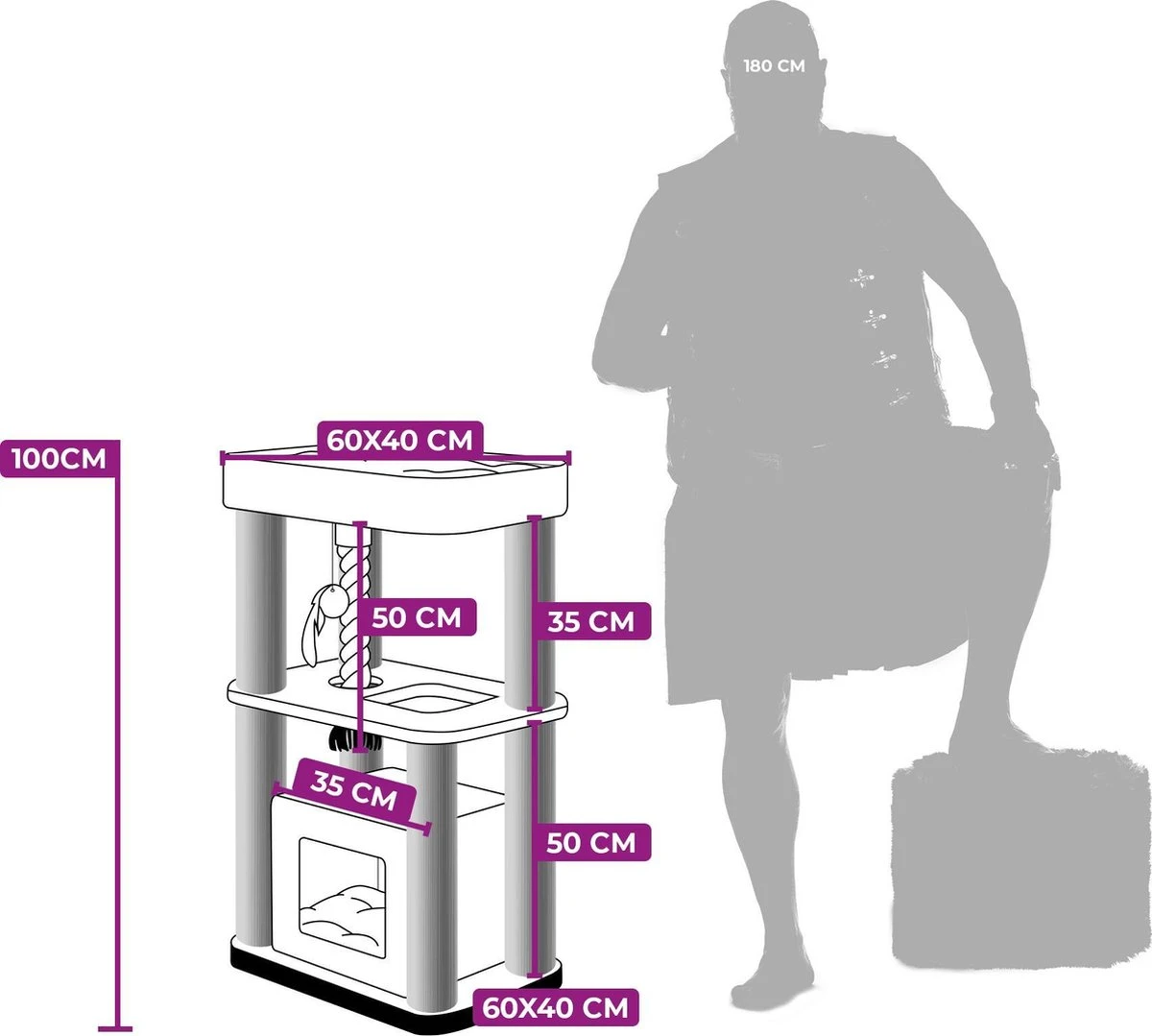 Petrebels Villa 100 Krabpaal - Creme - Modern - Stabiel - Meerdere Katten 4 Petrebels Villa 100 Krabpaal - Creme - Modern - Stabiel - Meerdere Katten - Image 4