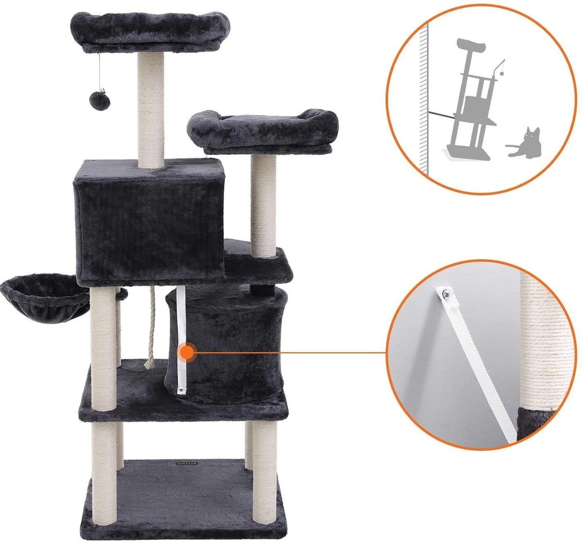 Hoppa! Kattenboom - Krabpaal - Grijs - Fluweel 2 Hoppa! Kattenboom - Krabpaal - Grijs - Fluweel - Image 2