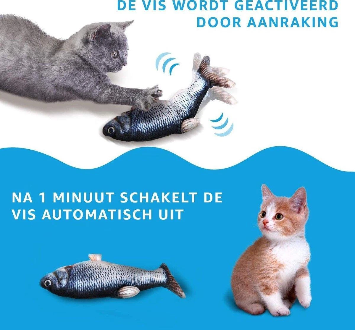 TwinQ Dansende Vis - Bewegende Vis Met Kattenkruid - Kattenspeeltjes - USB Oplaadbaar - Speelgoed Voor Katten - Incl. Kattenlampje 3 TwinQ Dansende Vis - Bewegende Vis Met Kattenkruid - Kattenspeeltjes - USB Oplaadbaar - Speelgoed Voor Katten - Incl. Kattenlampje - Image 3