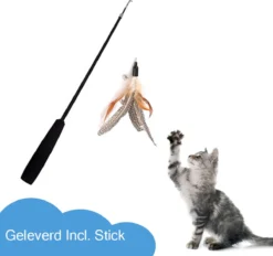 Katten Speeltjes Katten Speelgoed Kattenspeeltjes Katten Hengel Veertje Incl. Hengel – Bruin