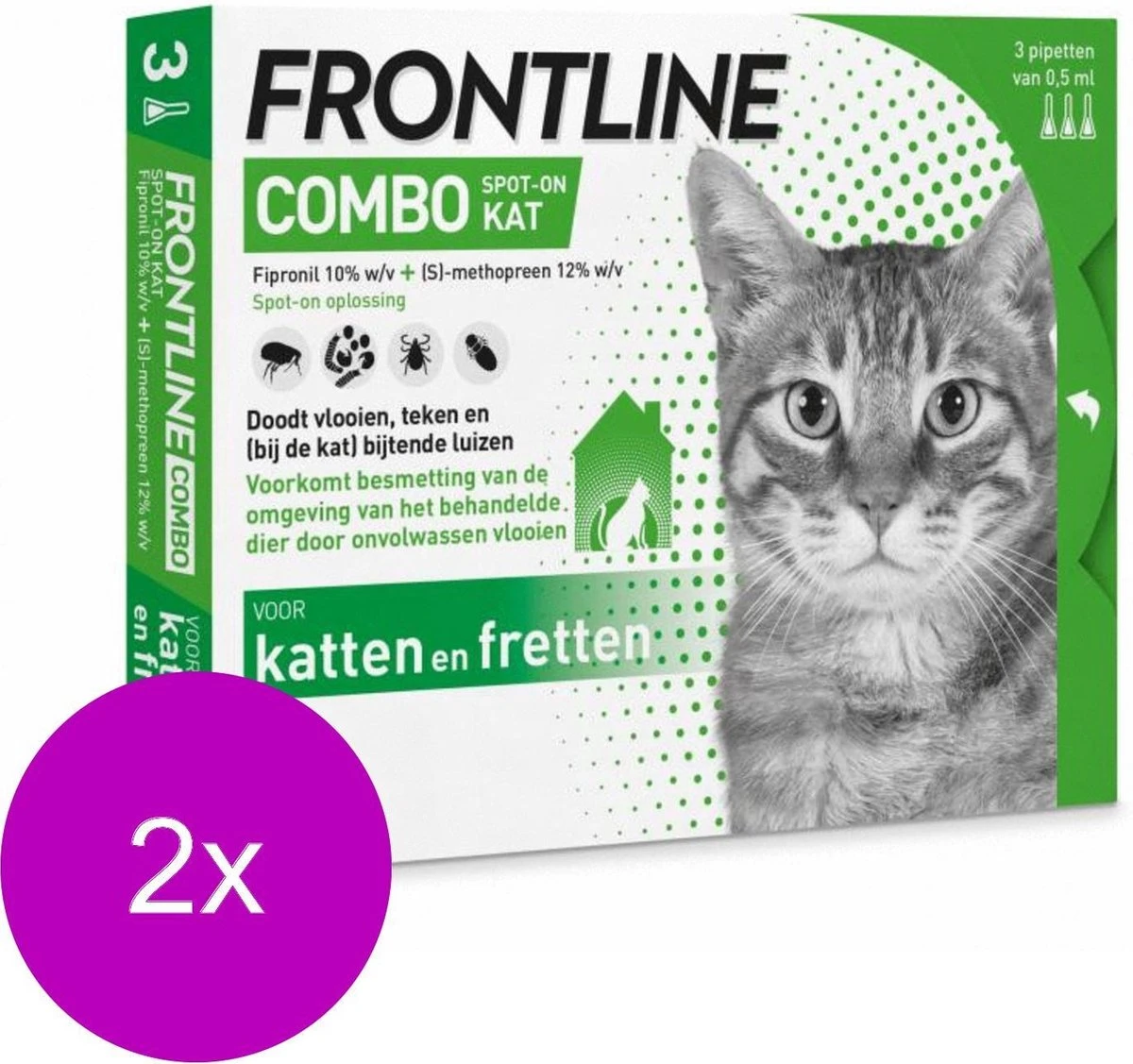 Frontline Combo Spot On Kat - Anti Vlooien En Tekenmiddel - 2 X 3 Pip 2 Frontline Combo Spot On Kat - Anti Vlooien En Tekenmiddel - 2 X 3 Pip - Afbeelding 2