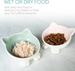 Navaris Voerbakjes Voor Katten - Set Van 2 Voer- En Waterbakken - Etensbak Van Keramiek - Met Antislip Voetjes - Kattenvorm - Roze/Groen -Merkloos Verkoop 1200x1128 10