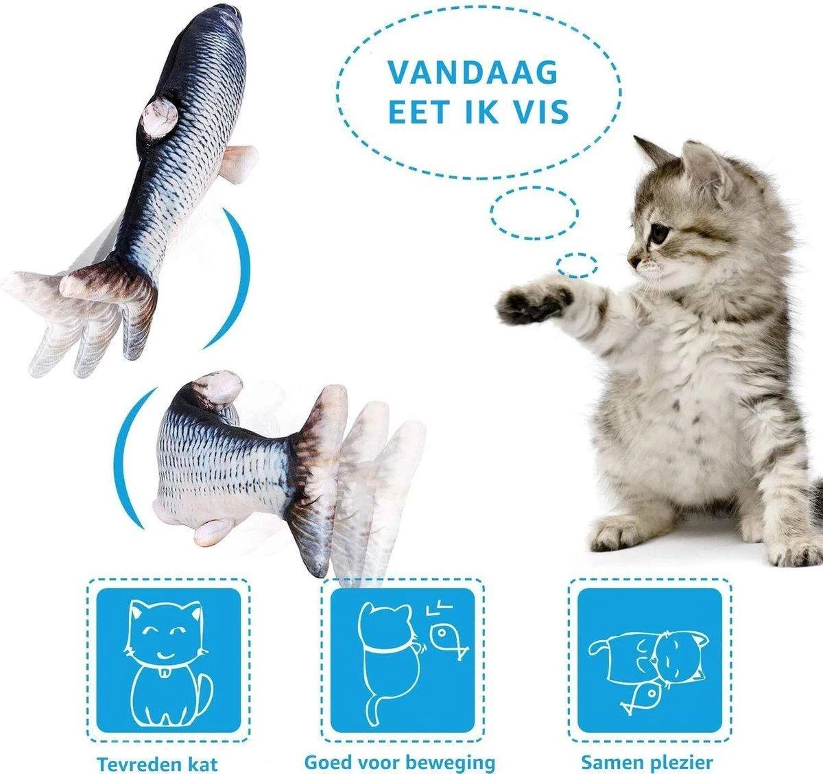 TwinQ Dansende Vis - Bewegende Vis Met Kattenkruid - Kattenspeeltjes - USB Oplaadbaar - Speelgoed Voor Katten - Incl. Kattenlampje 4 TwinQ Dansende Vis - Bewegende Vis Met Kattenkruid - Kattenspeeltjes - USB Oplaadbaar - Speelgoed Voor Katten - Incl. Kattenlampje - Image 4