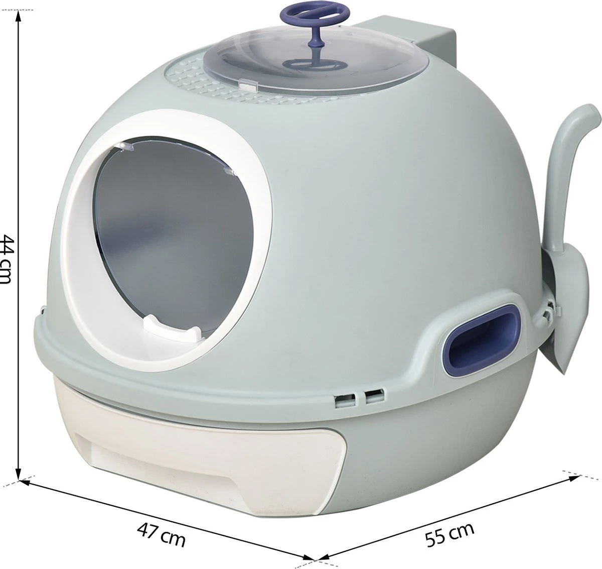 PawHut Kattentoilet Kattenbak Dakraam Bodembak Schep Draagbaar PP ABS D31-012 2 PawHut Kattentoilet Kattenbak Dakraam Bodembak Schep Draagbaar PP ABS D31-012 - Image 2