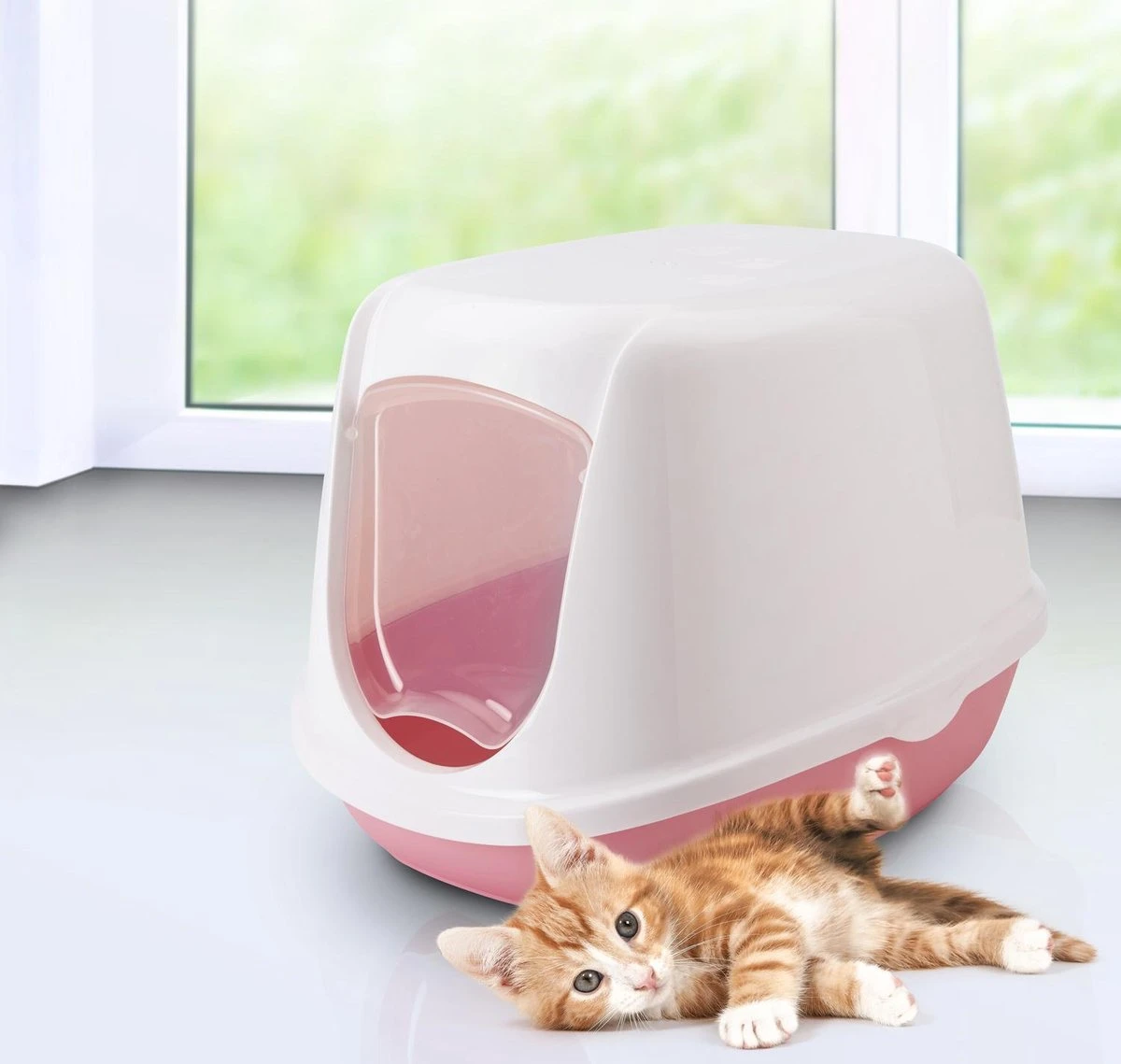 Beeztees Duchesse Kittenbak - Kattenbak - Roze/Wit - 44x35x32 Cm 2 Beeztees Duchesse Kittenbak - Kattenbak - Roze/Wit - 44x35x32 Cm - Image 2