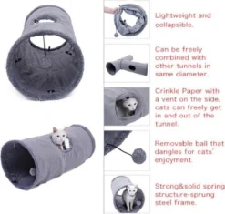Fuzly Kattentunnel - Speeltunnel - Antraciet - Extra Stevig - Suede - 130cm X 30cm - Large -Merkloos Verkoop 1200x1140 5