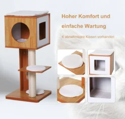 PawHut Krabpaal Met Grot & Sisal Paal Kattenboom Kattenmeubel 4 Kussens MDF D30-206V01 -Merkloos Verkoop 1200x1146 7