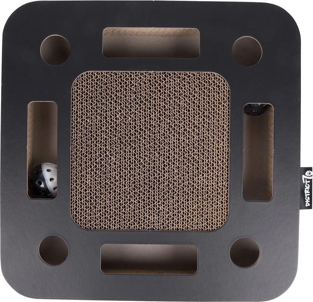 Interactief Krabspeelgoed Van Karton Met Balletje En Belletje - District 70 SPY - Zwart Of Wit 35x35x6cm - Zwart 6 Interactief Krabspeelgoed Van Karton Met Balletje En Belletje - District 70 SPY - Zwart Of Wit 35x35x6cm - Zwart - Image 6