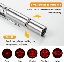 DOWO® - Laserpen - USB Oplaadbaar - Kattenspeeltjes - 7 Verschillende Standen - Laserlampje - RVS Zilver - Laser Pointer -Merkloos Verkoop 1200x1161 25