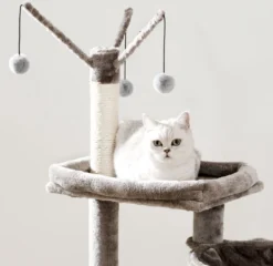 Signature Home Catty Krabpaal Met Kattenbak - Kattenbakkast - Kattenhuis Met Deur En Slot - Krabpalen Met Hangmat Mand Katten Huis - Kattenbakmeubel Verborgen - Alles-in-één Kattenspeelgoed Met Kattenhuis - Grijs - 60cm X 150cm X 48cm -Merkloos Verkoop 1200x1164 8