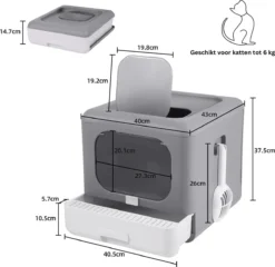 Merkloos Zelfreinigende Kattenbak - Automatische Kattenbak - Kattenbak Zelfreinigend - Electrische Kattenbak - Grijs -Merkloos Verkoop 1200x1165 8