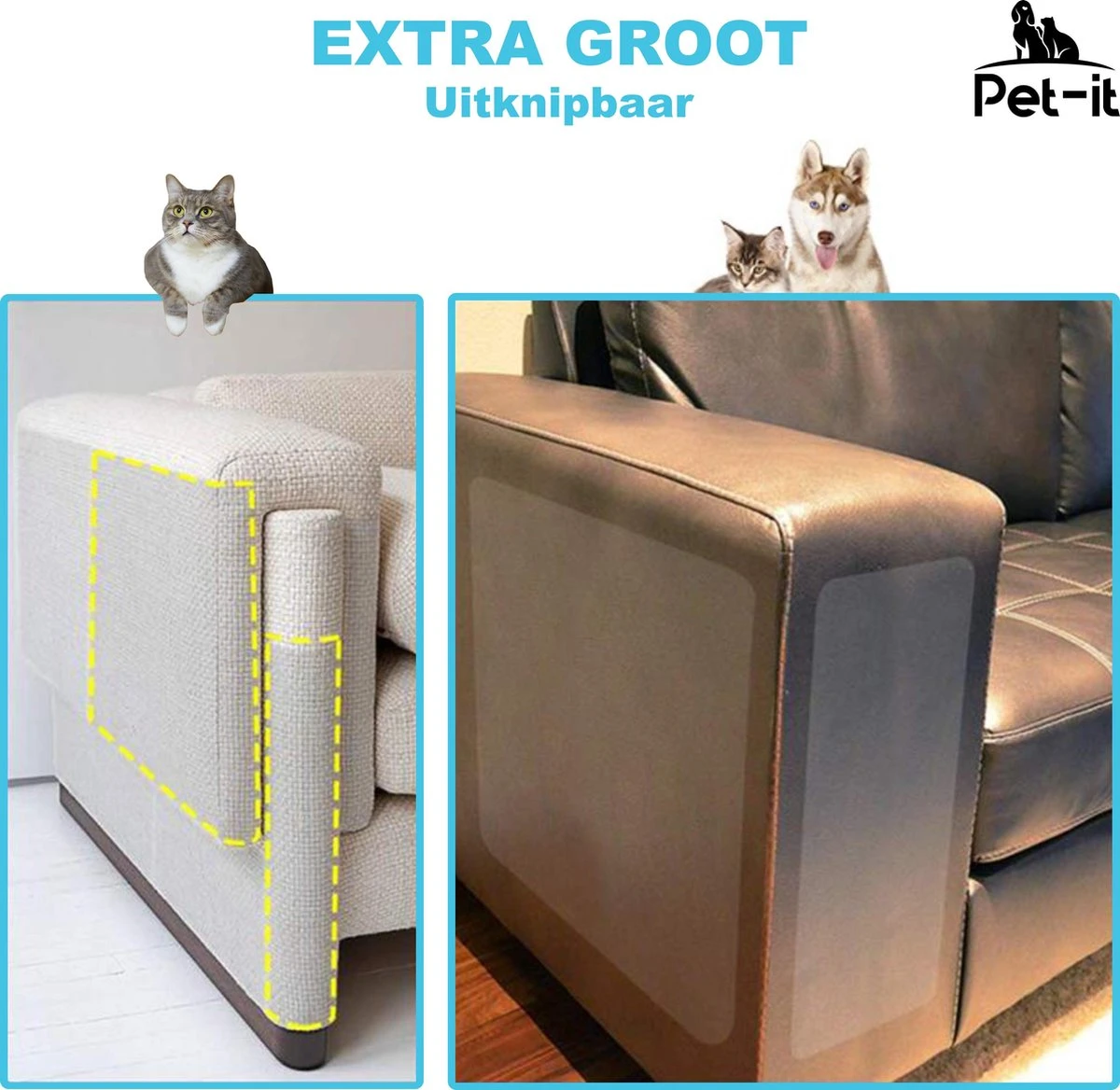 Pet-it | Krab Schade Bescherming Voor Katten En Honden | 6 Stuks | Extra-Grote Beschermers | Voor Bank Meubel Interieur | Transparant 4 Pet-it | Krab Schade Bescherming Voor Katten En Honden | 6 Stuks | Extra-Grote Beschermers | Voor Bank Meubel Interieur | Transparant - Image 4