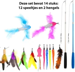 Filo Kattenhengel Set + 12 Kattenspeeltjes – Speelhengels Interactief Kattenspeelgoed – Hengel Kattenspeeltje Kittens - Speelgoed Speelhengel Vis Kat En Kitten -Merkloos Verkoop 1200x1168 8