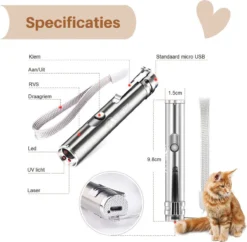 Laserpen - USB - Kattenspeeltjes - Zaklamp - Kat - Laser - Kattenspeelgoed - RVS Opbergblikje -Merkloos Verkoop 1200x1178 3